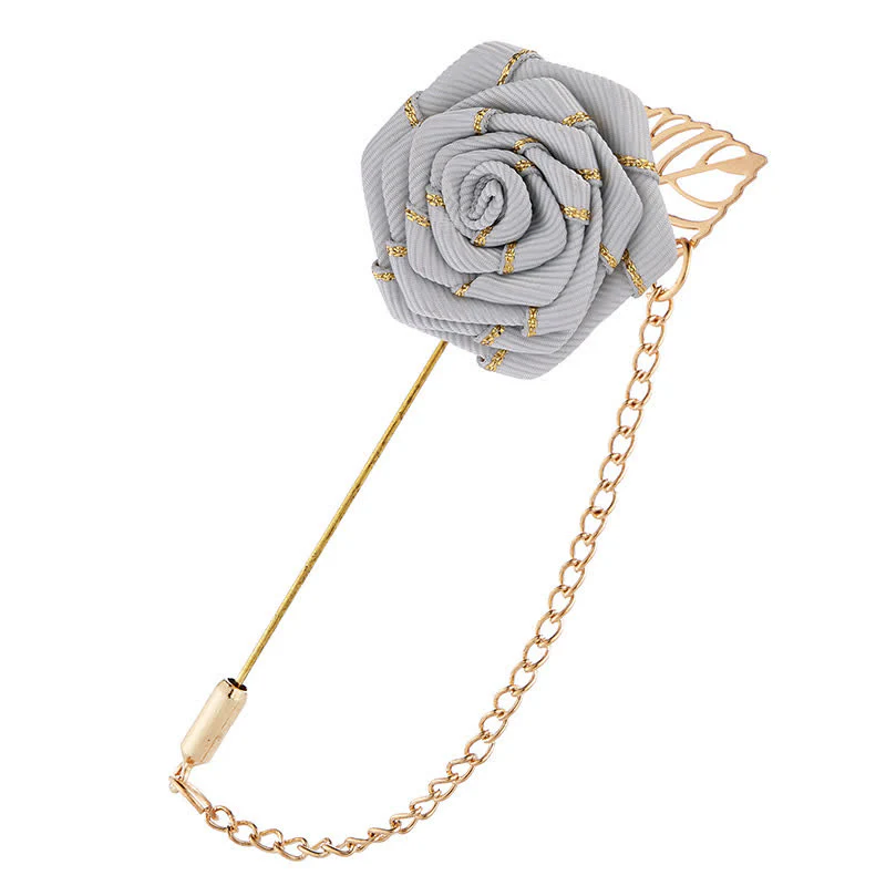 Men's Floral Camellia Chain Brooch - Image 9