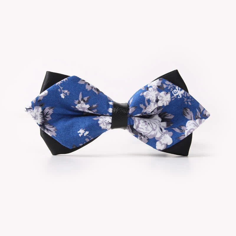Men's Floral Double Layers Pointed Cotton Bow Tie - Image 17