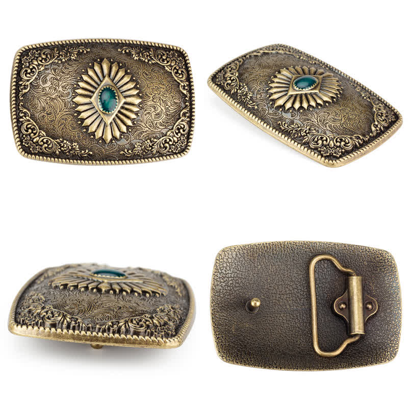 Men's Floral Engraving Pattern Automatic Buckle Leather Belt - Image 8