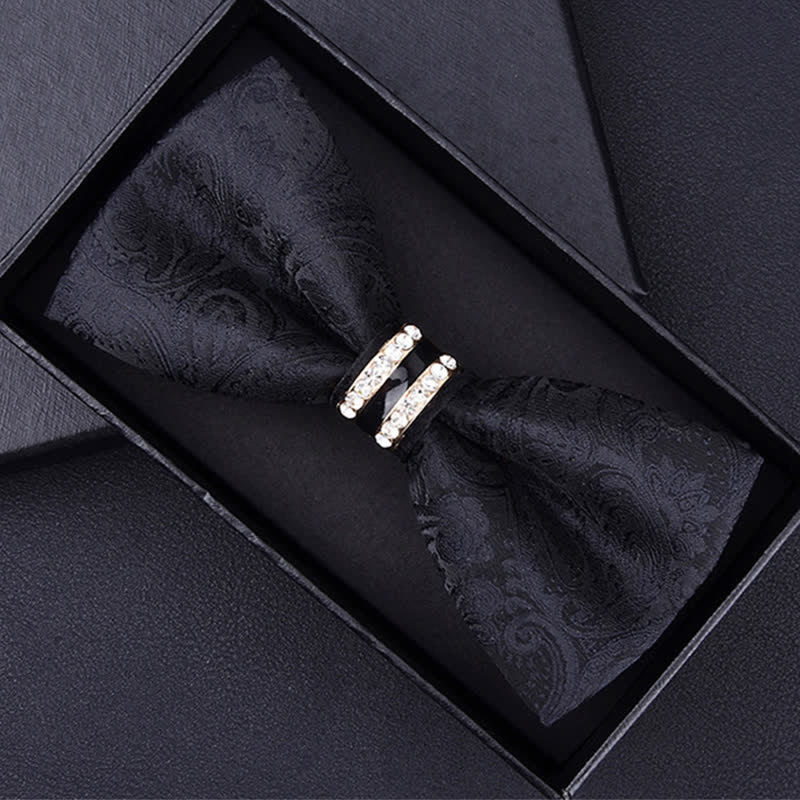Men's Floral Paisley Striped Rhinestone Bow Tie - Image 3