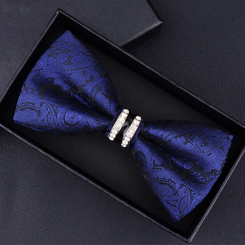Men's Floral Paisley Striped Rhinestone Bow Tie - Image 5