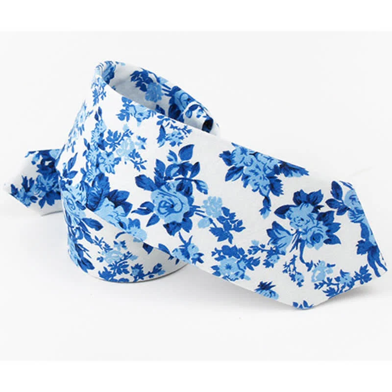 Men's Floral Printed Cotton Necktie - Image 2
