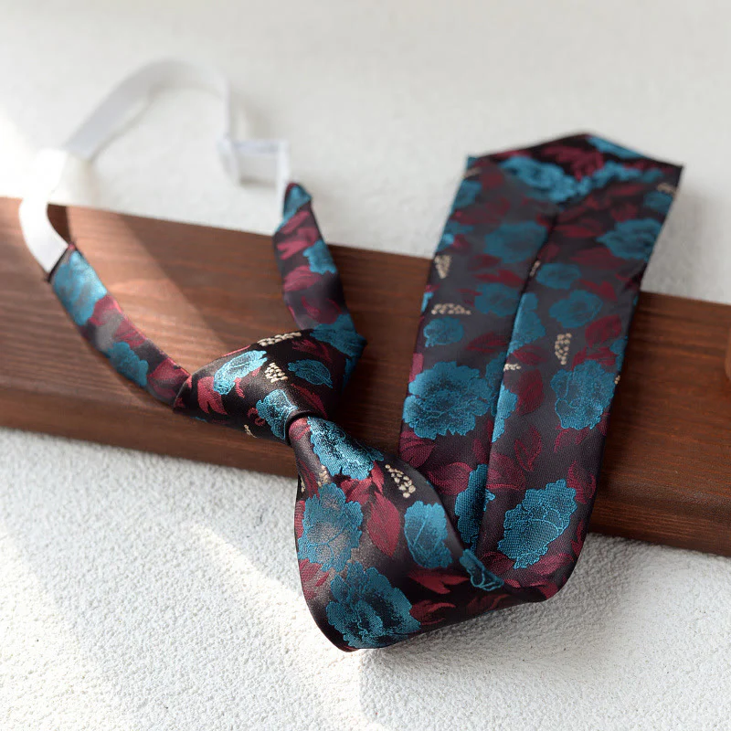 Men's Floral Printed Pre-tie Necktie For Suit - Image 9