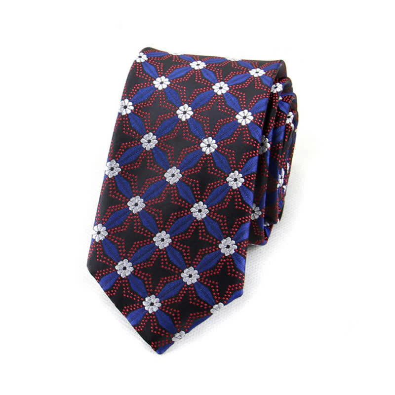 Men's Flower Embroidered Geometric Necktie - Image 5