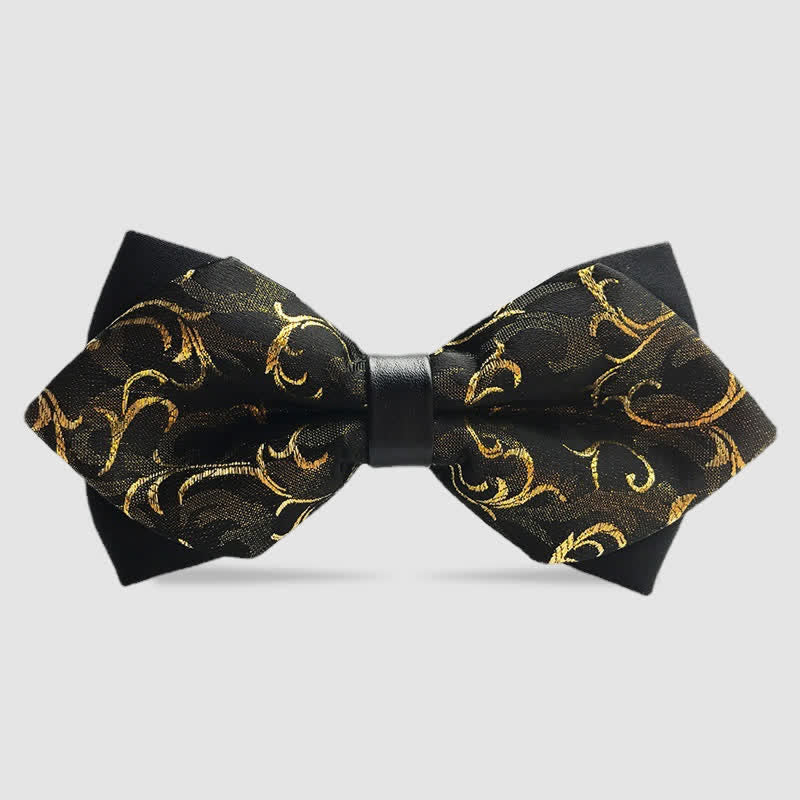 Men's Flower Paisley Double-layer Pointed Bow Tie - Image 3