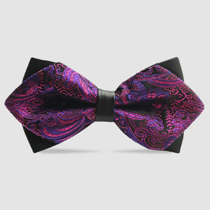 Men's Flower Paisley Double-layer Pointed Bow Tie - Image 8