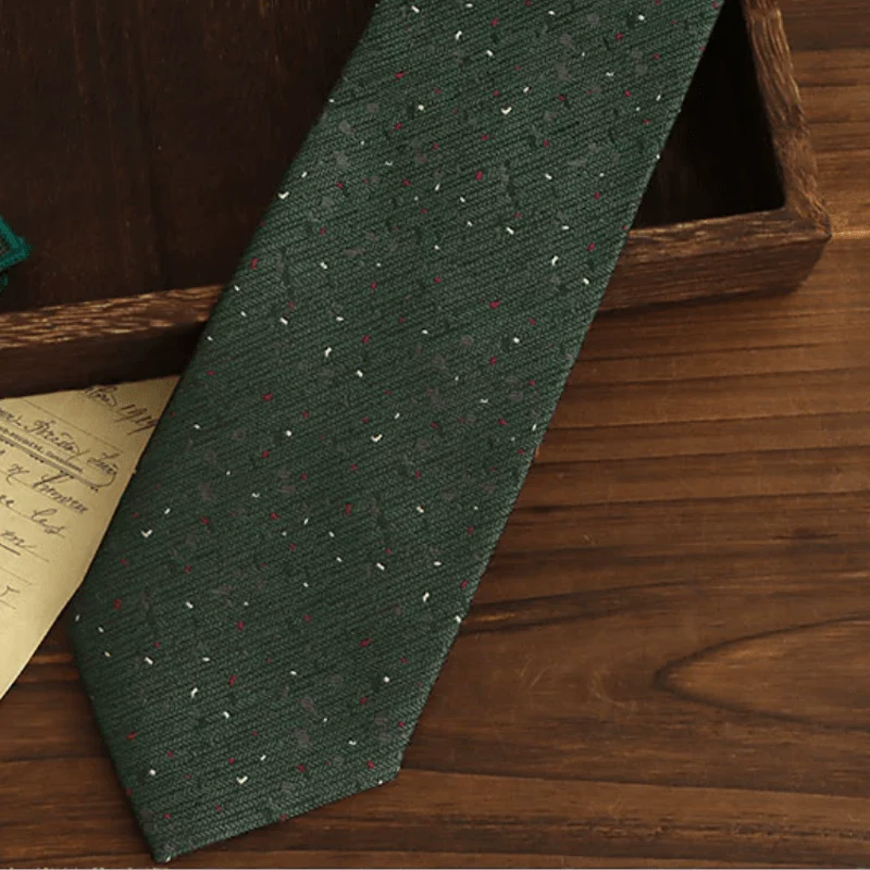 Men's Forest Green Multi-colored Dots Necktie - Image 3