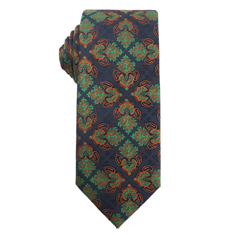 Men's Forest Green Orange Series Necktie - Image 3