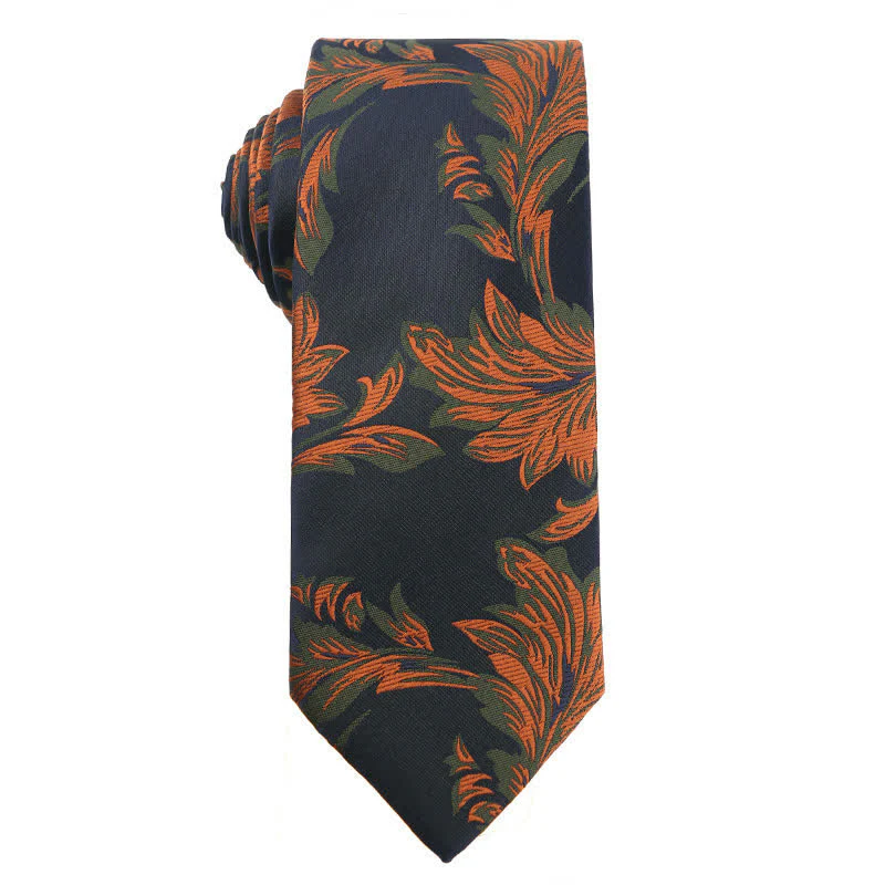 Men's Forest Green Orange Series Necktie - Image 8