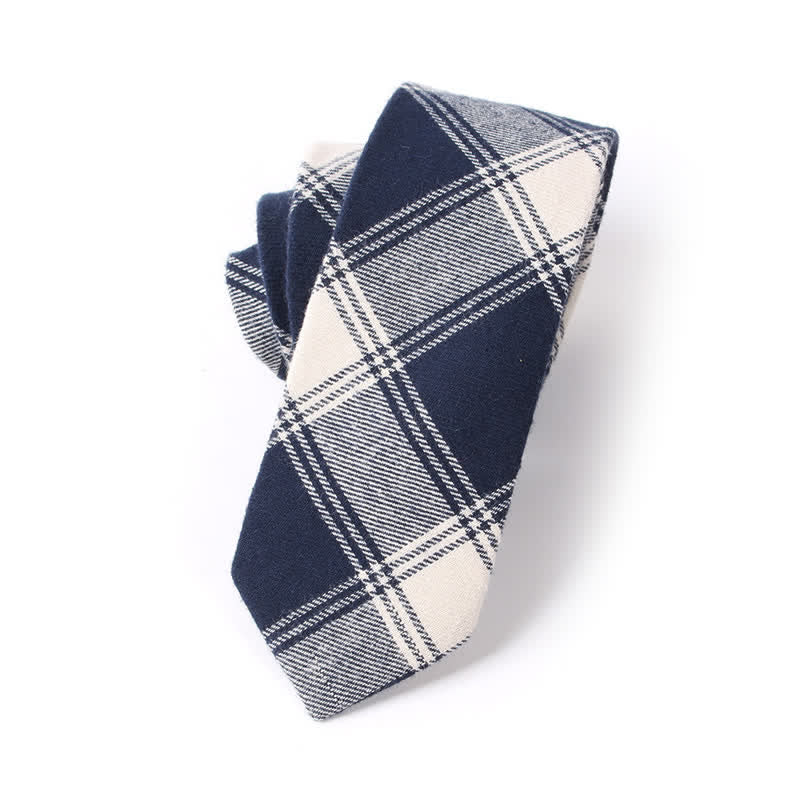 Men's Formal Look Suit Accessory Plaid Cotton Necktie - Image 10