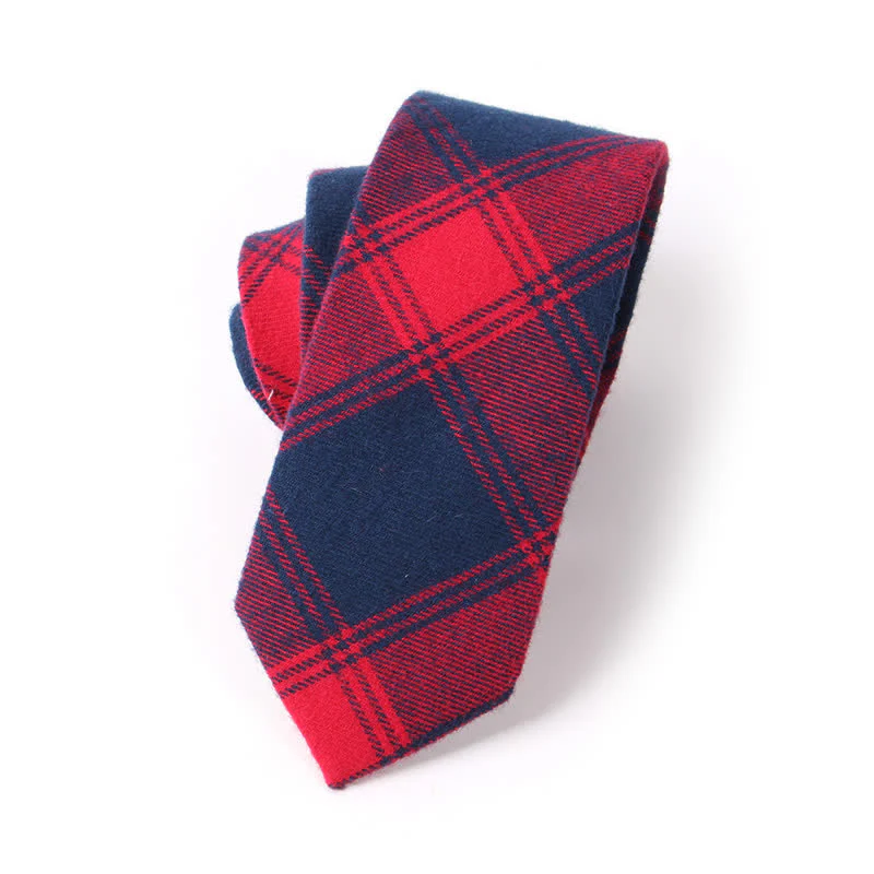 Men's Formal Look Suit Accessory Plaid Cotton Necktie - Image 3