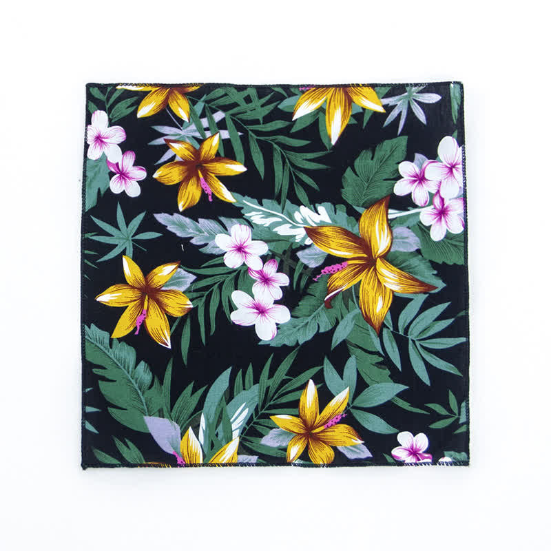 Men's Fresh Floral Patterns Cotton Pocket Square - Image 18