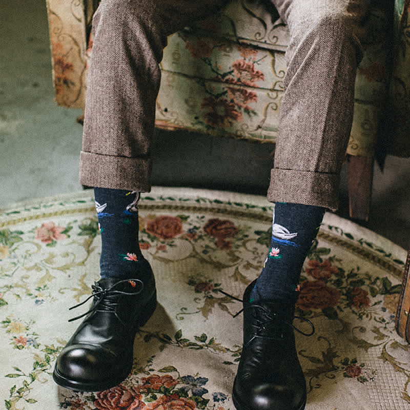 Men's Funky Swimming Swan Crew Socks - Image 3