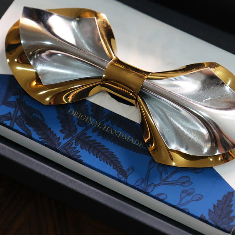 Men's Future Bright Gold & Silver Bow Tie - Image 4