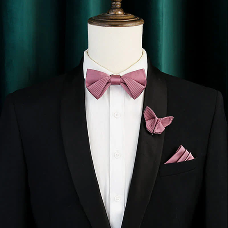 Men's Gentle Rose Pink Twilled Wedding Silk Bow Tie - Image 2