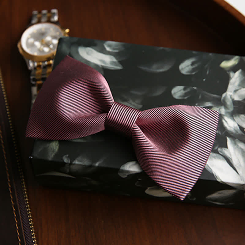 Men's Gentle Rose Pink Twilled Wedding Silk Bow Tie - Image 4