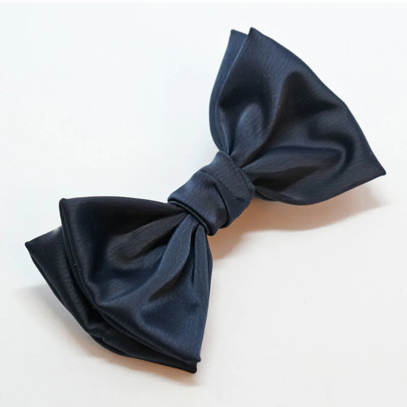 Men's Gentleman Handmade Midnight Blue Double Layered Bow Tie - Image 5