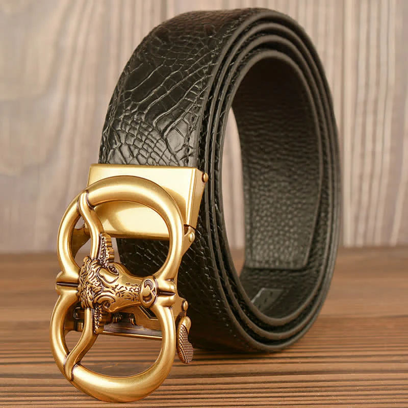 Men's Giant Ox Crocodile Pattern Leather Belt - Image 2