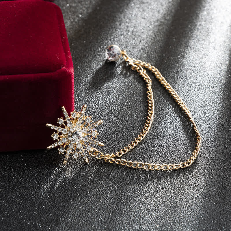 Men's Glittering Octagon Star Tassel Brooch - Image 5