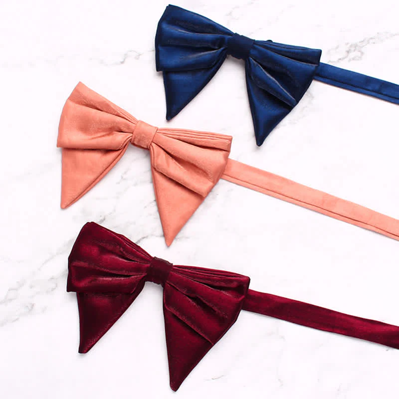 Men's Gloss Double Layered Oversized Pointed Bow Tie - Image 2