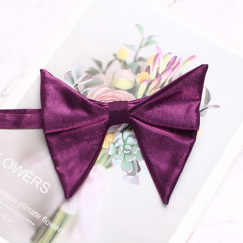 Men's Glossing Folded Design Oversized Pointed Bow Tie - Image 14