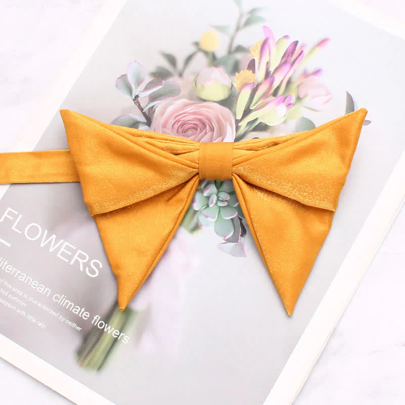 Men's Glossing Folded Design Oversized Pointed Bow Tie - Image 8