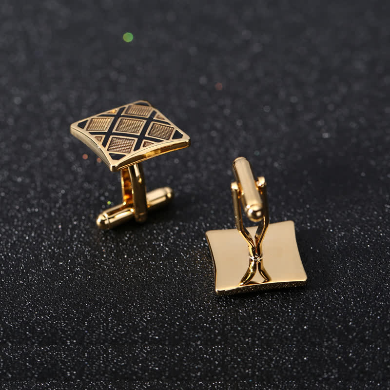 Men's Gold & Black Diagonal Rectangle Cufflinks - Image 3