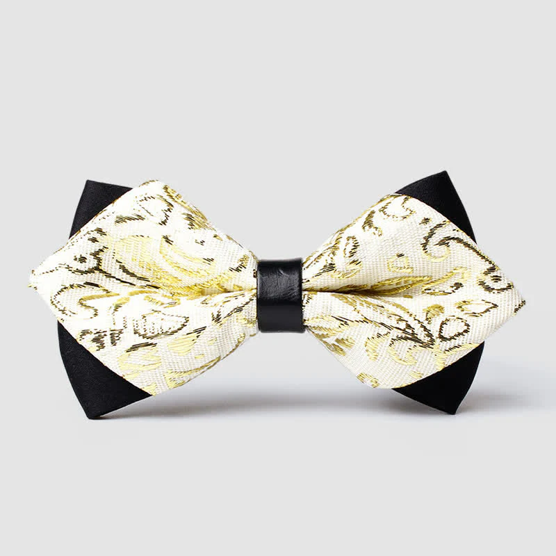 Men's Gold Hue Paisley Pointed Bow Tie - Image 16