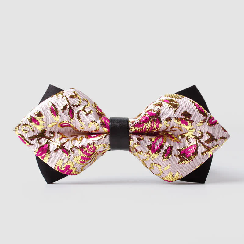 Men's Gold Hue Paisley Pointed Bow Tie - Image 5