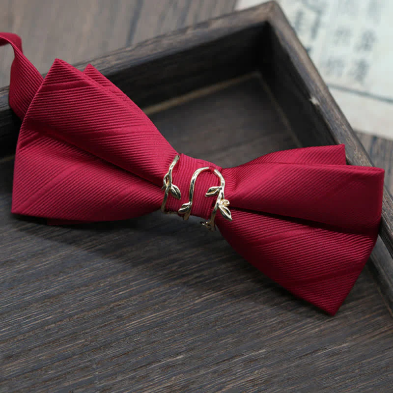 Men's Gold Metal Branch Shaped Twilled Bow Tie - Image 9