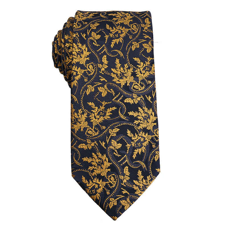 Men's Gold Orange Series Paisley Floral Necktie - Image 4