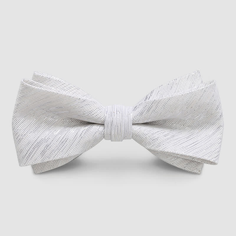 Men's Gold Striped Double Layered Bow Tie - Image 7