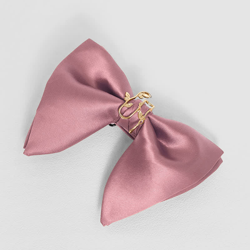 Men's Gold Vine Leaf Oversized Pointed Bow Tie Pocket Square - Image 15