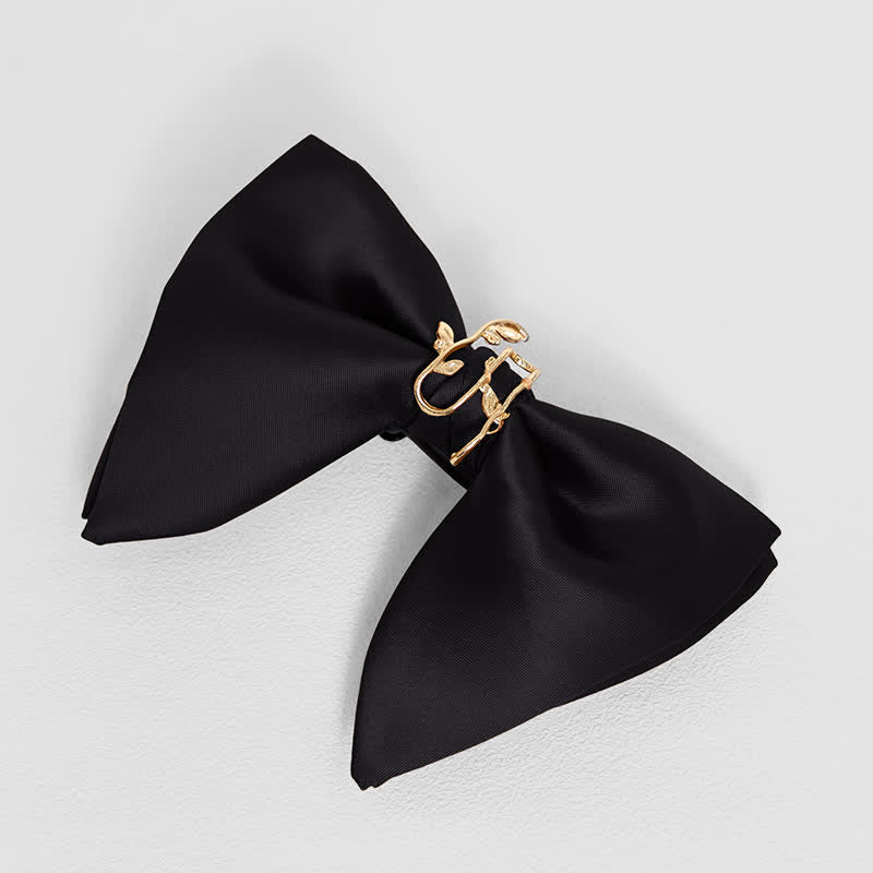 Men's Gold Vine Leaf Oversized Pointed Bow Tie Pocket Square - Image 23