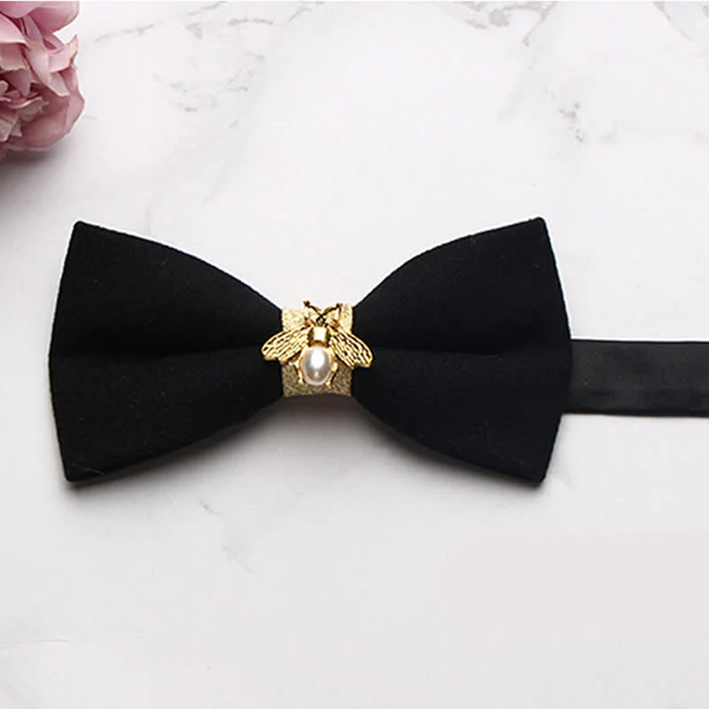 Men's Golden Bee Textured Wool Bow Tie - Image 6