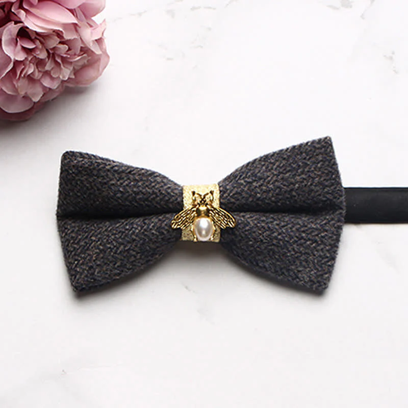 Men's Golden Bee Textured Wool Bow Tie - Image 9