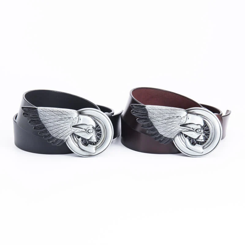 Men's Gothic Eagle Skull Leather Belt - Image 3