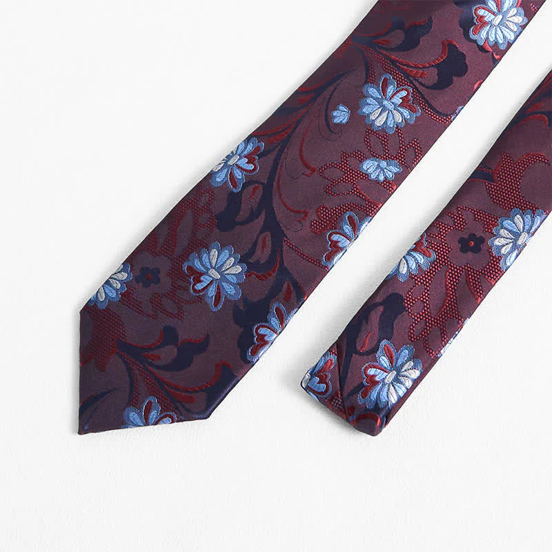 Men's Graceful Little Daisy Floral Printed Design Necktie - Image 7
