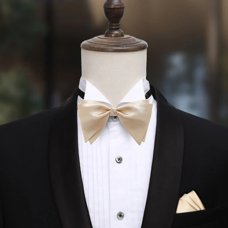 Men's Graceful Wedding Groom Oversized Pointed Bow Tie - Image 15