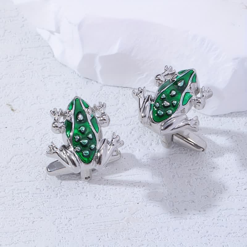 Men's Green Enamel Tree Frog Cufflinks - Image 3