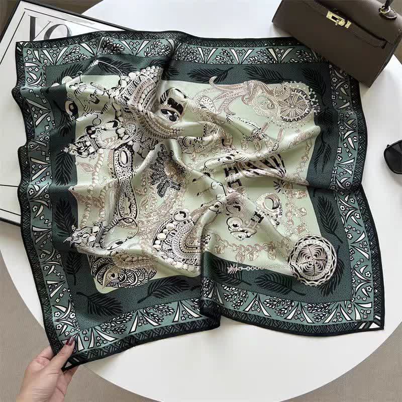 Men's Greenery Vintage Style Thin Long Silk Scarf - Image 2