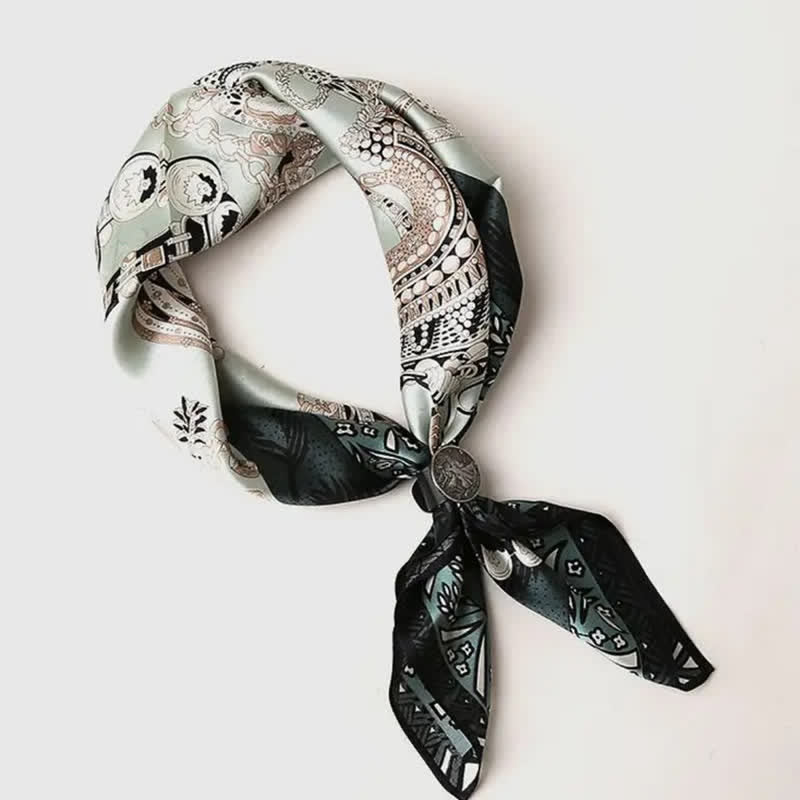 Men's Greenery Vintage Style Thin Long Silk Scarf - Image 4