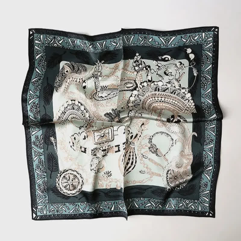 Men's Greenery Vintage Style Thin Long Silk Scarf - Image 5