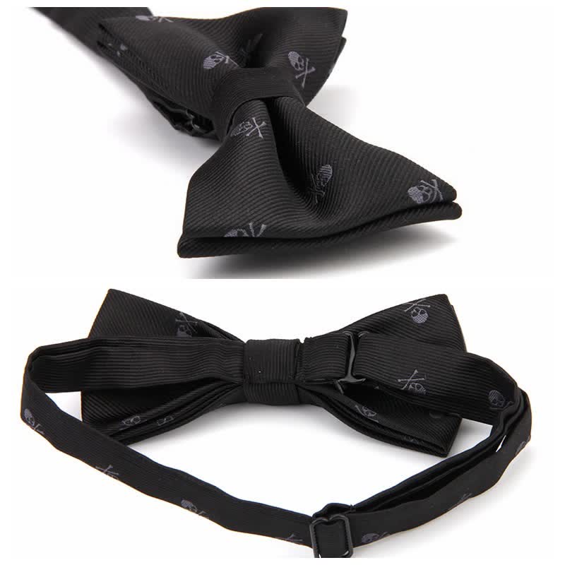 Men's Halloween Skeleton Cross Bones Bow Tie - Image 3