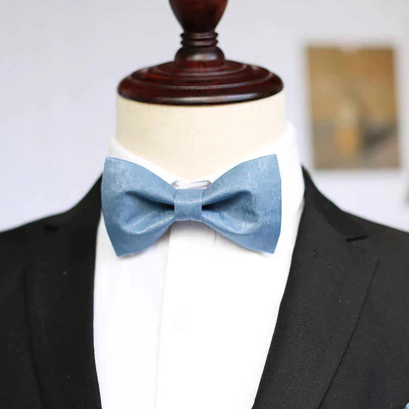 Men's Haze Blue Solid Color Fresh Bow Tie - Image 7