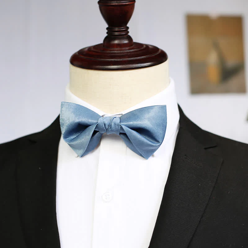 Men's Haze Blue Solid Color Fresh Bow Tie - Image 9