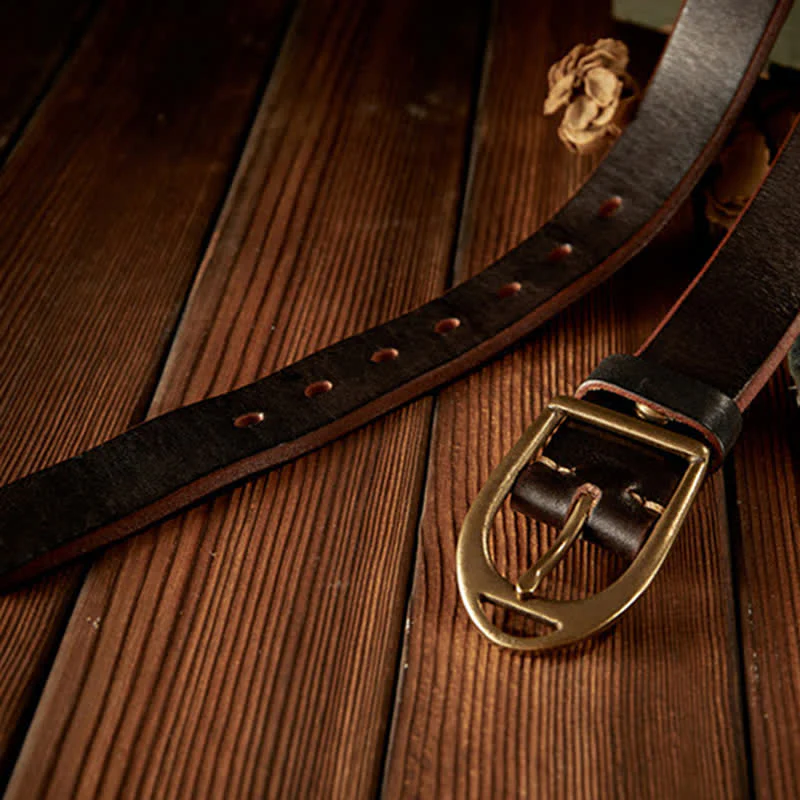 Men's Heavy Duty Copper Buckle Leather Belt - Image 5