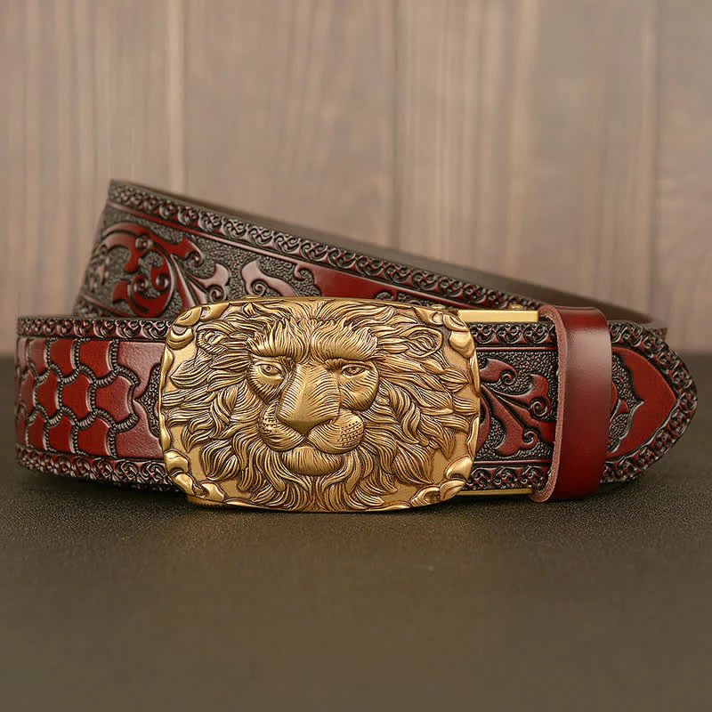 Men's Honor Male Lion Head Leather Belt - Image 5