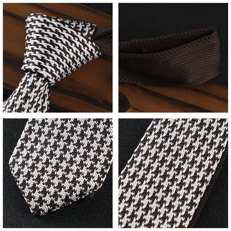 Men's Houndstooth Plaid Knitted Necktie - Image 5