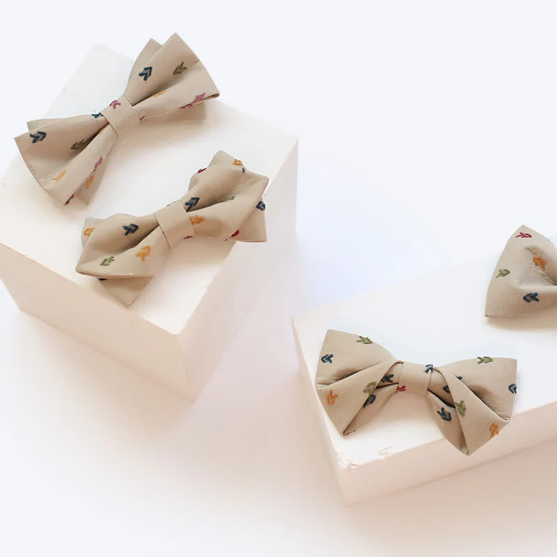 Men's Khaki Embroidery Arrows Bow Tie - Image 4